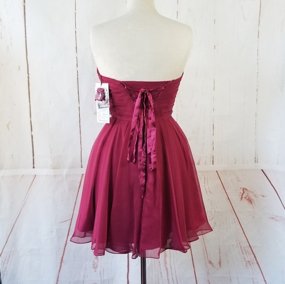 Alyce Paris Strapless Short Ruched Chiffon Dress - Picture 5 of 8